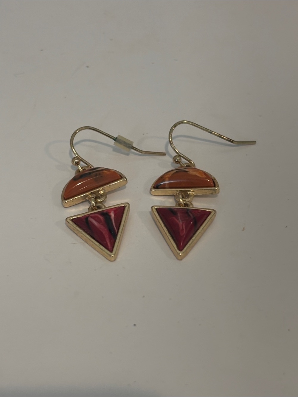 Gold-Tone Orange and Red Triangle Drop Earrings
